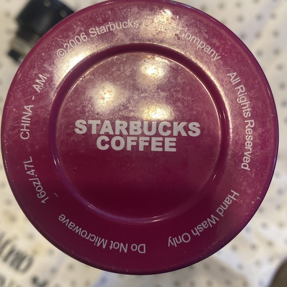 Starbucks 16 ounce Insulated Thermos with Drinking Cup pink 2007 - Picture 4 of 6
